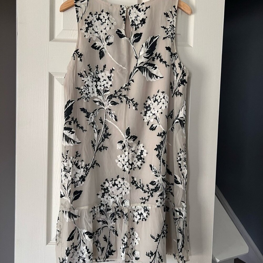 Moonbasa Beige Black Floral Sleeveless Shift Dress Boho Chic Large - Picture 3 of 3